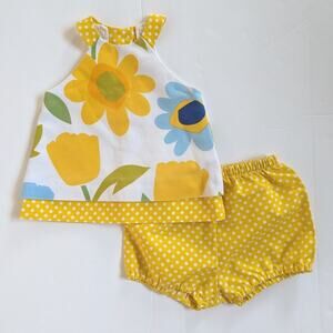 Florence Eiseman Shorts Outfit Girls Sz 24m Yellow Floral Bubble Tank Boutique